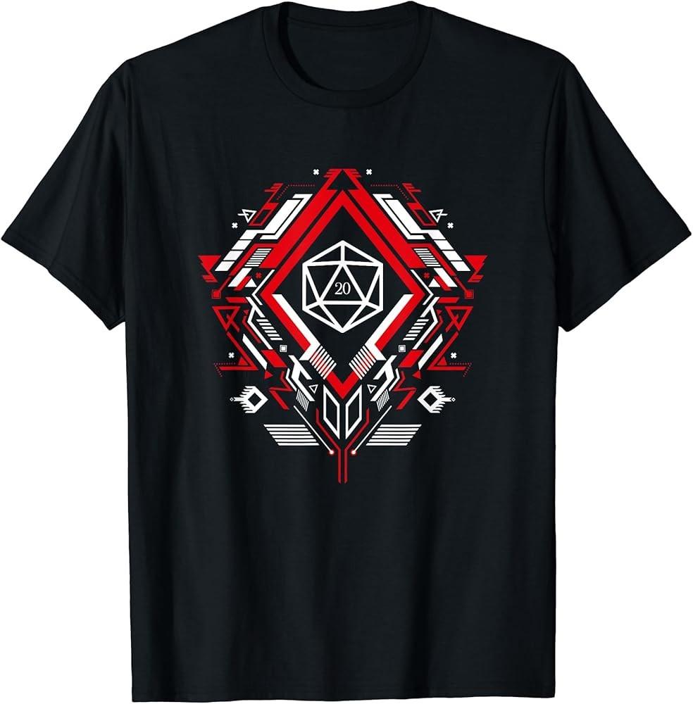 Geometric Shapes Polyhedral D20 Dice Set Nerdy TShirt Unisex T-Shirt XL