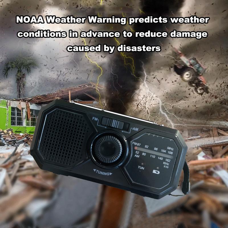 Portable Radio with Flashlights Durable Solar Powered Hand-Cranked Radio Wind Up Solar Radio for Outdoor Camping Survival
