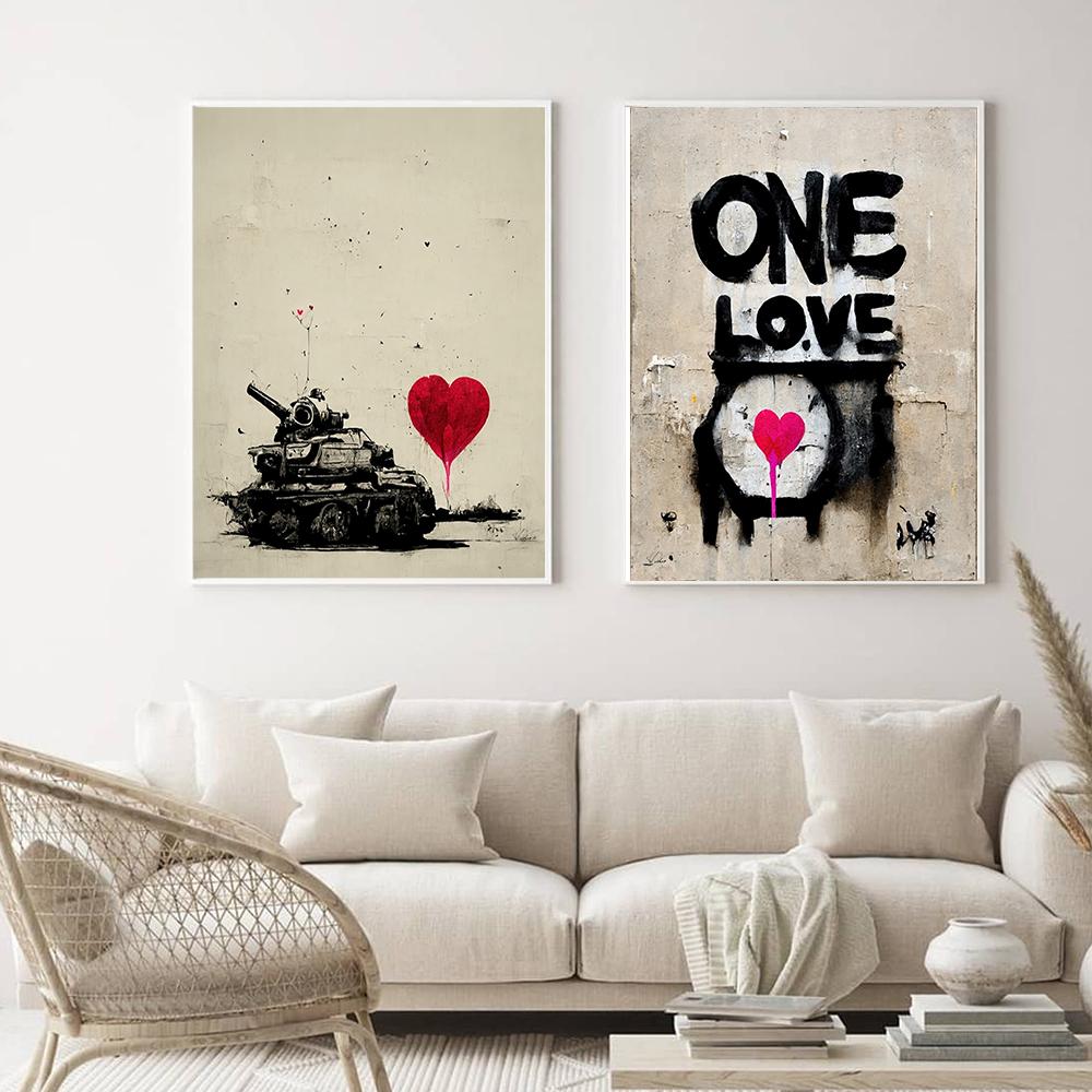 Graffiti Pink Love Wall Poster Children's Canvas Painting Wall Art Printing Picture Modern Living Room Home Decoration Mural