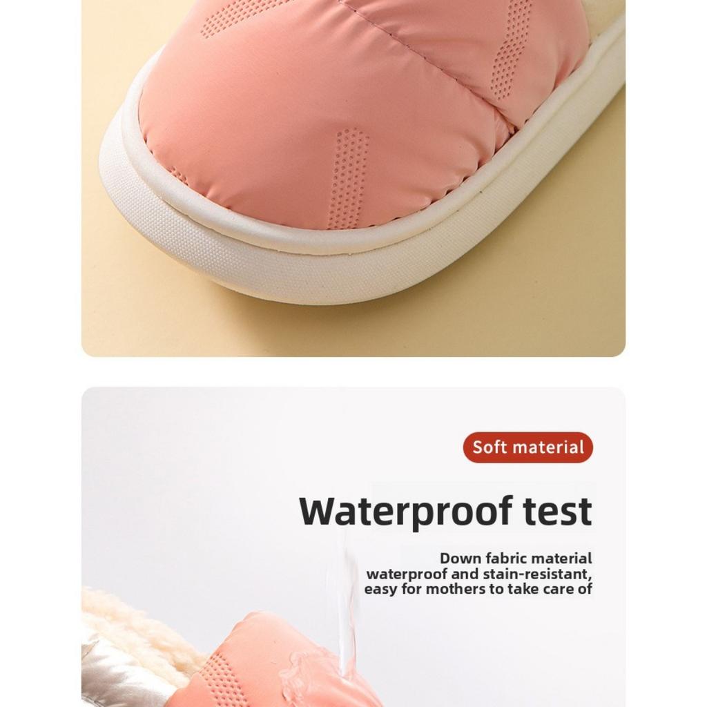 Children's Cotton Slippers Winter Bag Heel Waterproof and Anti Slip Small, Medium and Large Boys and Girls Thick Soft Sole with Plush Cotton Shoes