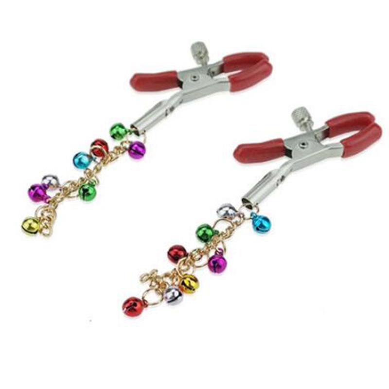Cute Bell Nipple Clamps Red Tipped Breast Labia Clips   Nipple & Clitoral Toys