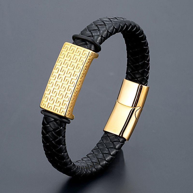 Популярный Универсальный Кожаный Плетеный Браслет для Мужчин, Доминирующий Этнический Стиль 18CM