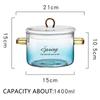 Glass Large Stew Bowl Soup Pot Dinnerware Cup 1.4L Blue Noodles Bird's Transparent Cover Nest Home Kitchen Supplies TNTL7Q