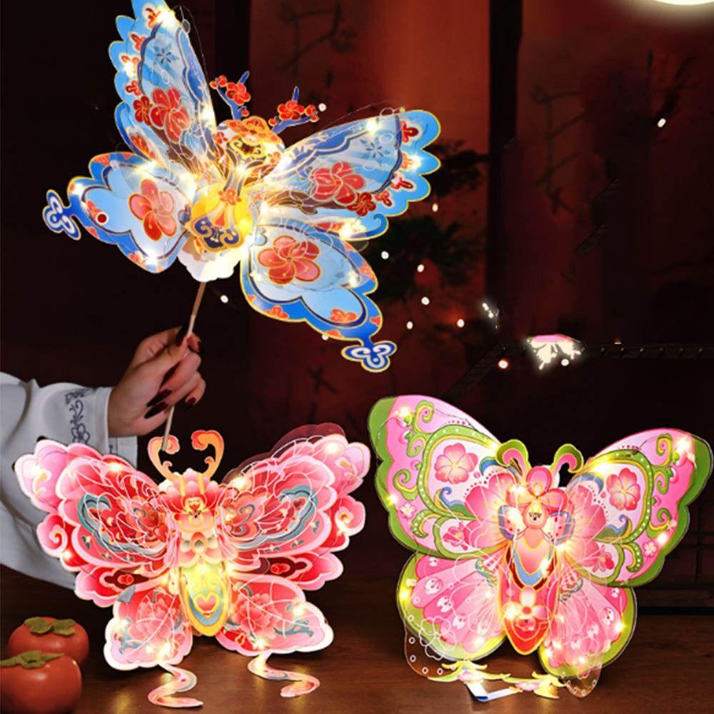 Luminous Handheld Glowing Lantern Handmade Light-Up Butterfly Lantern  Props