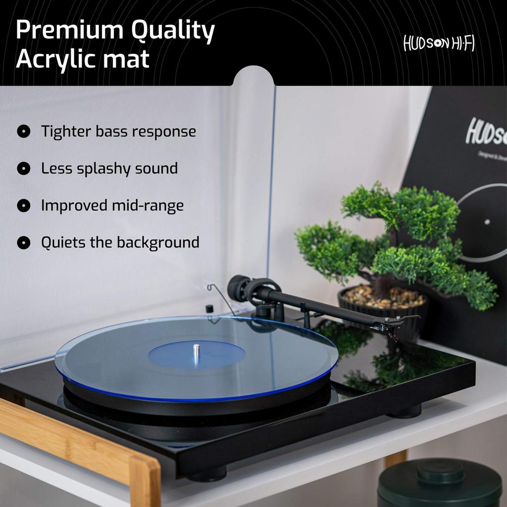 Hudson Acrylic Turntable Mat LP Slipmat Blue Line Hi-Fi American-made