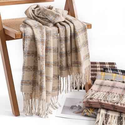 Checkerboard Scarf Women's Winter Commuting Cold Protection Neck Scarf Medium and Long Thermal Shawl Scarf Women