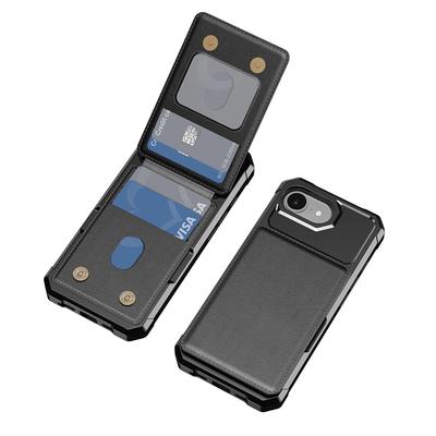 Flip Wallet with Card Holder Phone Case for IPhone 16E 16 Plus 15 14 13 12 Mini Pro Max XS XR Bracket Leather Shockproof Cover