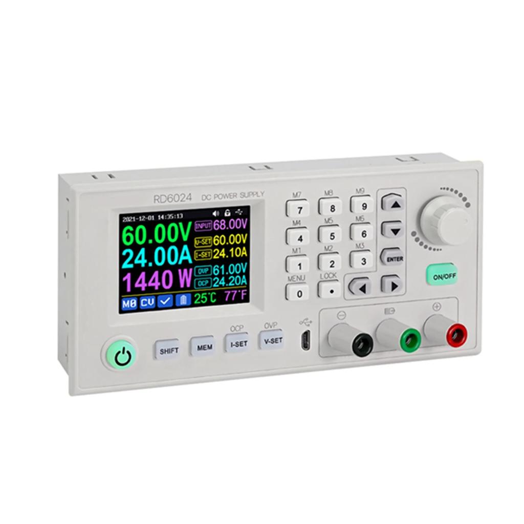 RD6024 24A 12V 60V Adjustable Step Down Voltage Power Supplys 2.4 Inch Color PC Software Control Multifunctional Power Supplys