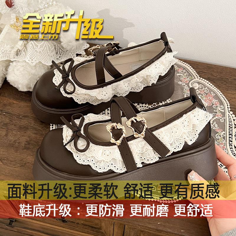 

Платформенные маленькие кожаные туфли женские Лолита кружево 2025 весна новая бант универсальная юбка Мэри Джейн одинарные туфли 40