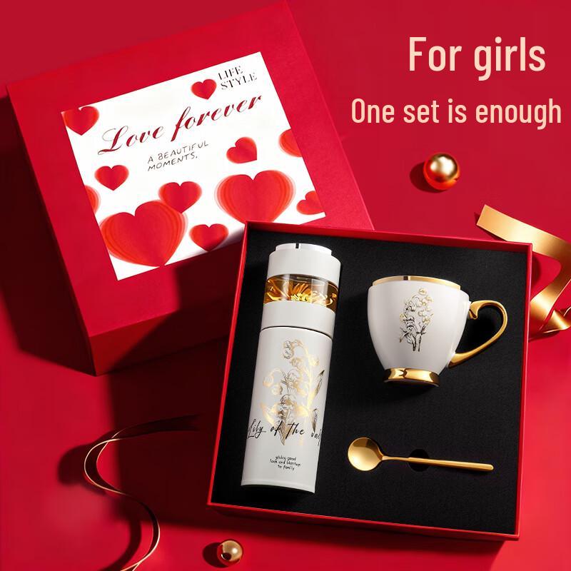 Elegant LED Display Thermos Cup Gift Set for Women