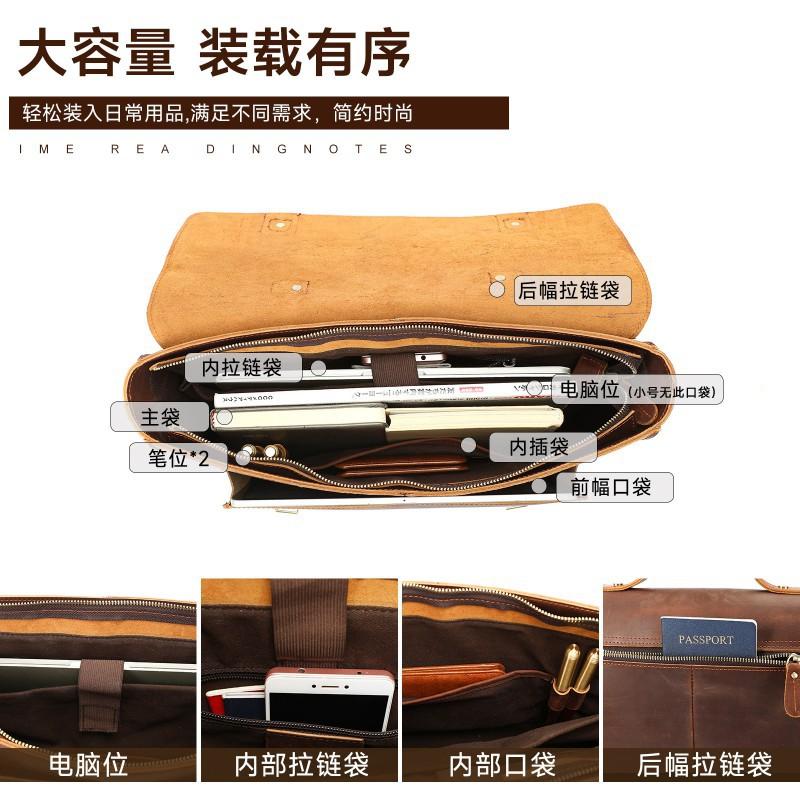 European American Retro Men's Crazy Horse Leather Handbag Top Layer Cowhide High-end Small Square Bag Crossbody Messenger