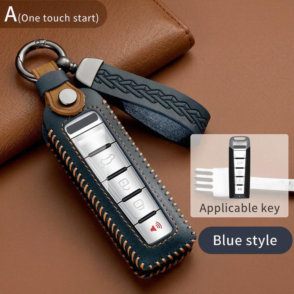 Leather Key Case Cover For Wey Vv5 Vv6 Vv7 P8 Gt 4 Buttons Smart Remote Key Shell Fob Cover Car Key Holder Bag Accessories