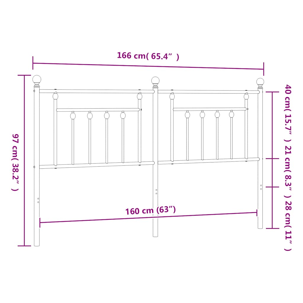 Vidaxl Metalowe Wezgłowie, Czarne, 160 Cm