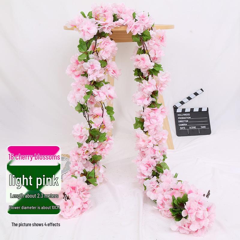 Artificial Rose Vine Ceiling Decor with Rattan for Living Room and AC Pipe Cover