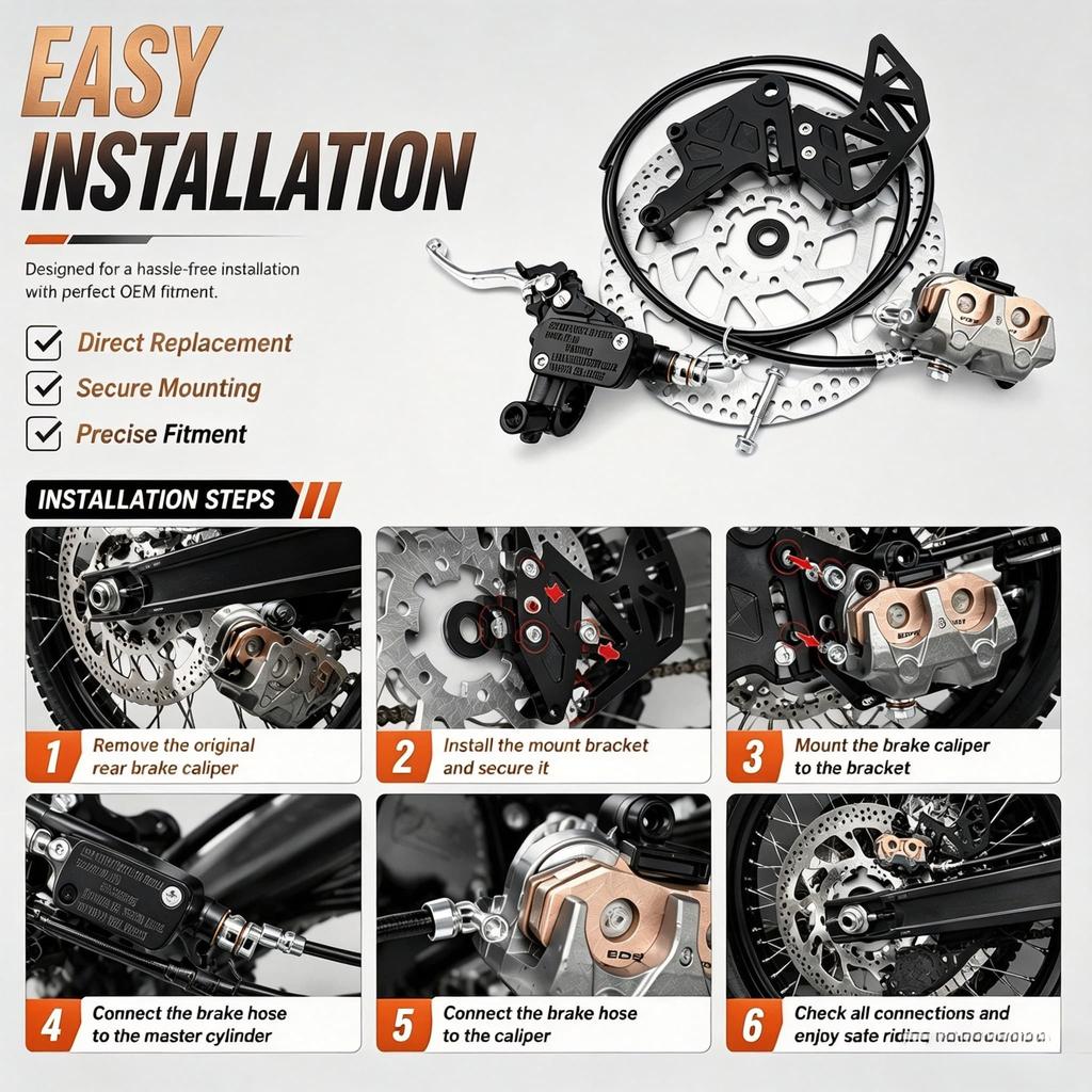 Dual Caliper Rear Foot Brake System Upgrade Kit Fit for Light Bee X to Ultra Bee Electric Dirt Bike