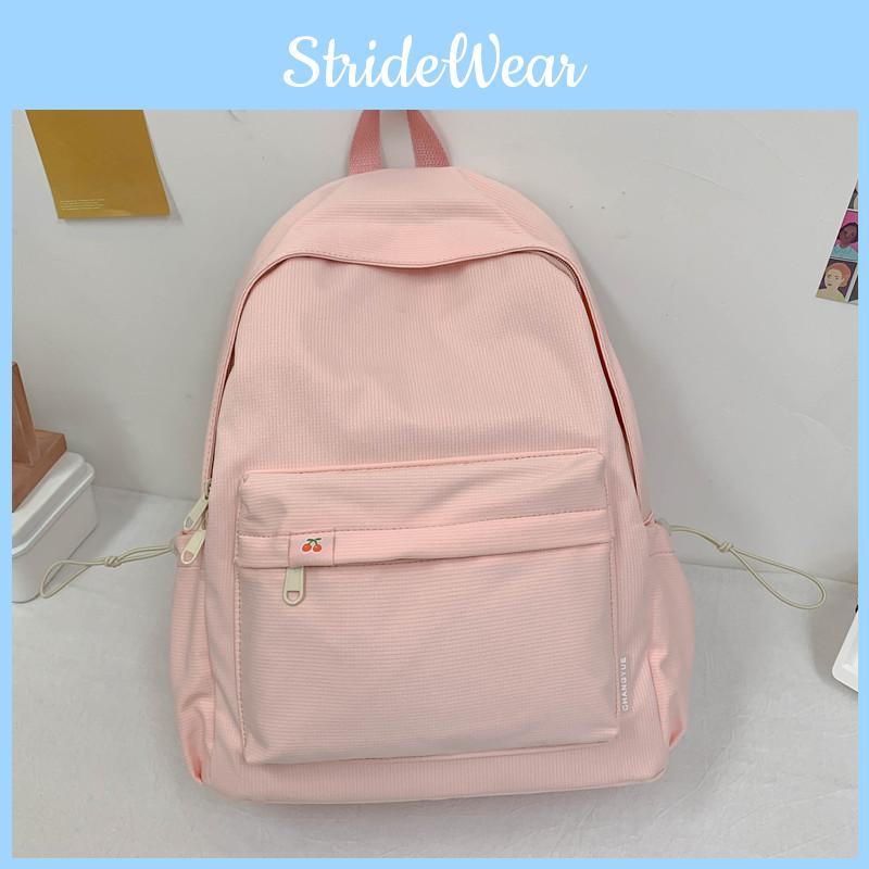 Large Simple Capacity Backpack With Solid Color Design For Students And Outings