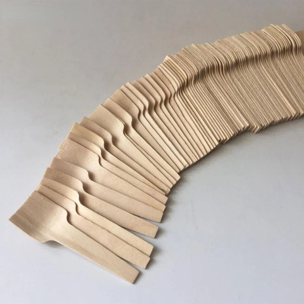 Mini lingură din lemn de 100 buc linguri de desert de unică folosință pentru înghețată acasă.