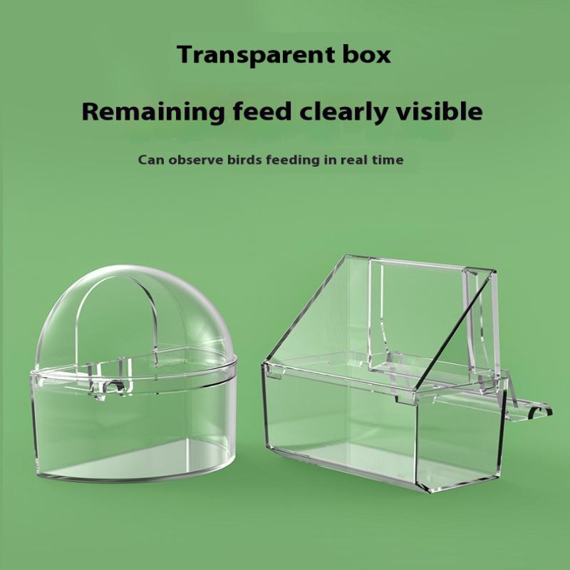 Transparent Parrot Feeder Bird Food Bowl Hangable Detachable With Stand Prevent Scattering Dispenser Parrots Food Container