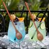 6 Pcs Small Wooden Spoons - Long Handle Mini Wooden Mixing Spoons, Handmade Wood Coffee Stirring Honey Spoon, Wood Iced Tea Spoon Non-Stick Kitchen