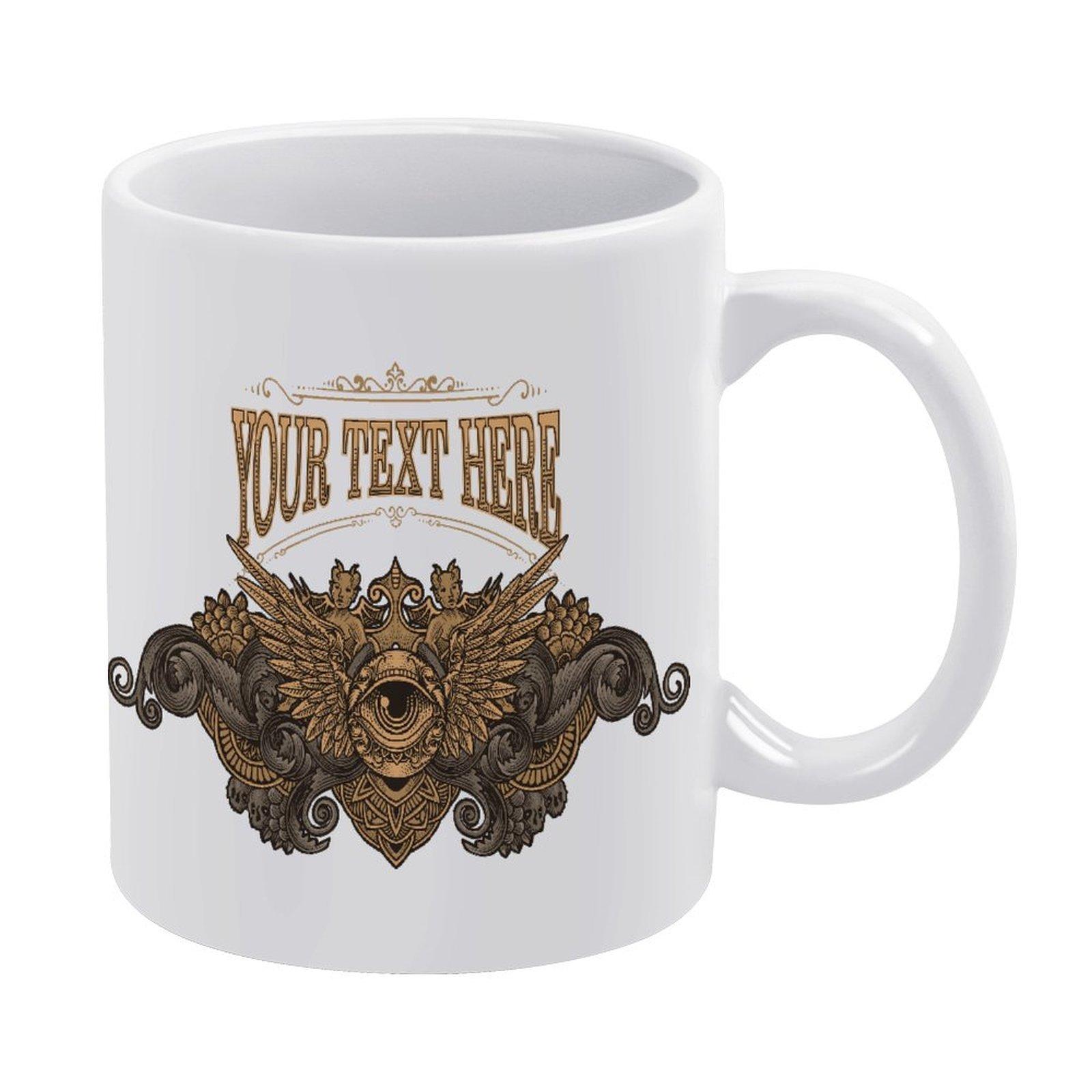 

11oz White Ceramic Coffee Mug with Durable Printed Design, Smooth Handle and Glossy Finish for Everyday Warm Beverages белый