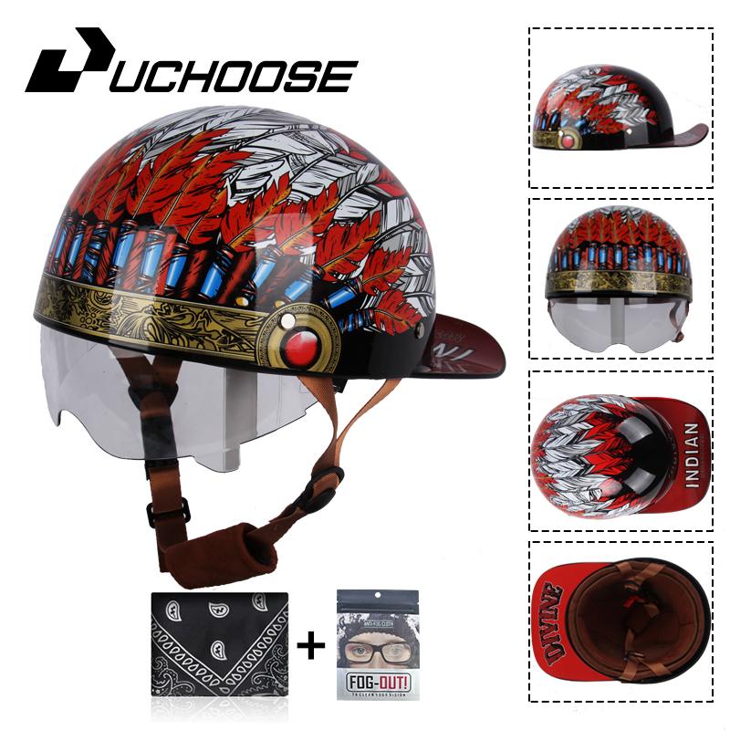 Uchoose Baseballová čepice Helma Motocykl Vintage Retro Helmy Summer Open Face Scooter Cruiser Chopper Gangster DS Muži Ženy Kid