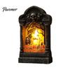Horror Theme Party Decor Tombstone Candle Lantern, LED Lighted Spooky Graveyard Table Lamp, Halloween Pumpkin Bag Fillers Small Night Light