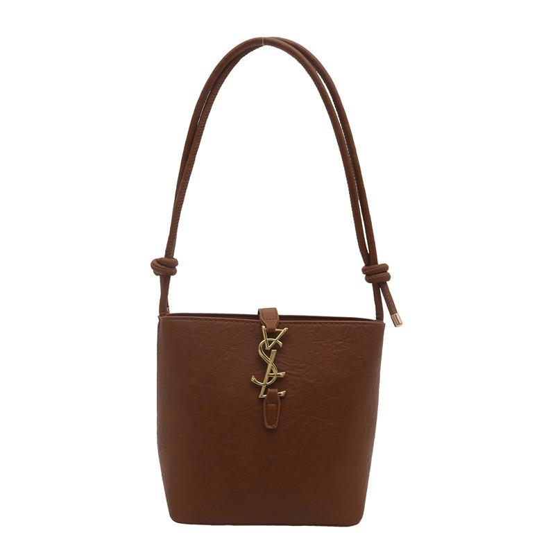 Trendy Retro White Bucket Bag Chic Shoulder Tote For Daily Outfits And Accessories