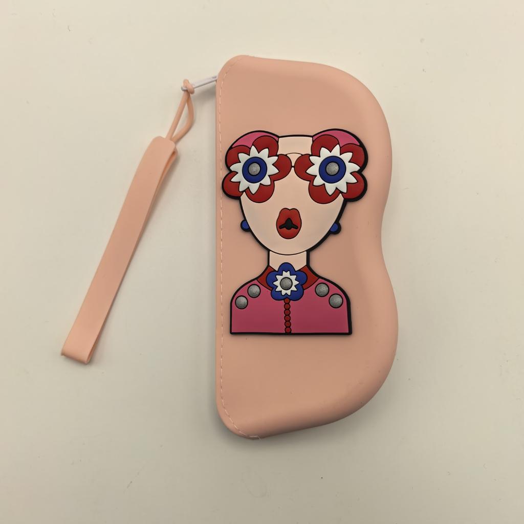 Cute Cartoon Silicone Glasses Case with Wrist Strap for Travel