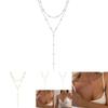 Minimalist Simple Alloy Long Chain Necklace With Tassel For Casual Office Wear