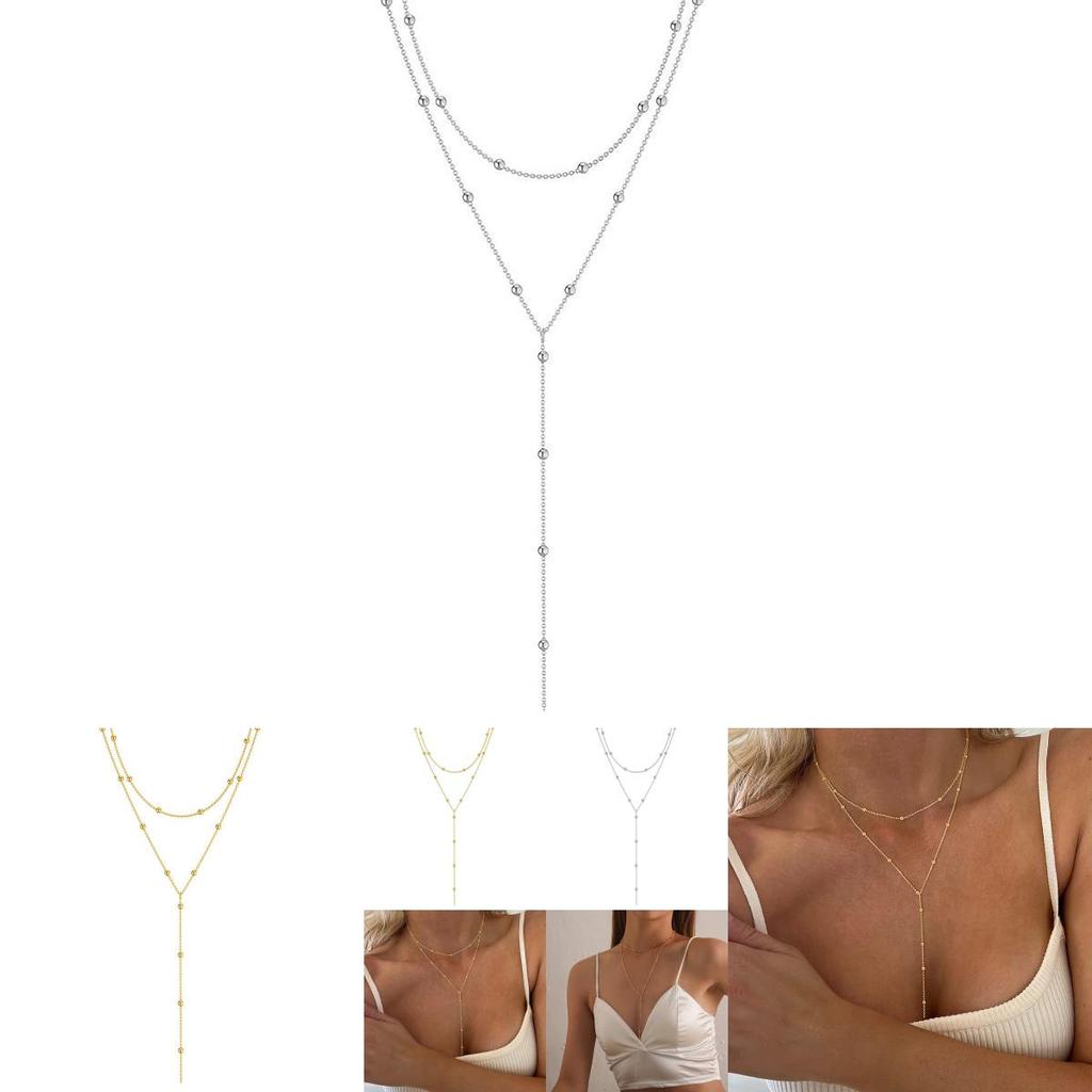 Minimalist Simple Alloy Long Chain Necklace With Tassel For Casual Office Wear