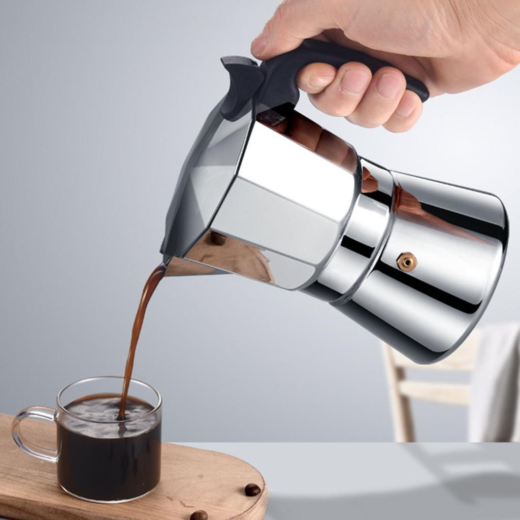 Stovetop Coffee Maker Octagonal Stainless Steel Italian Coffee Machine for Home Travel Easy To Clean