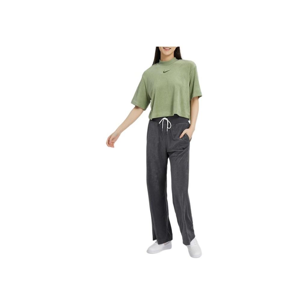 Nike Solid Color Crew Neck Pullover Short Sleeve T-Shirt Women Tops Green DV7833-386