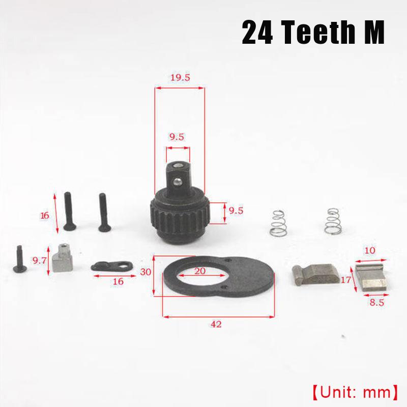 Easy Operation 24 Teeth Ratchet Socket Wrench 1/4" 3/8" 1/2" Repair Spare Part Kit for Automotive Household Repair