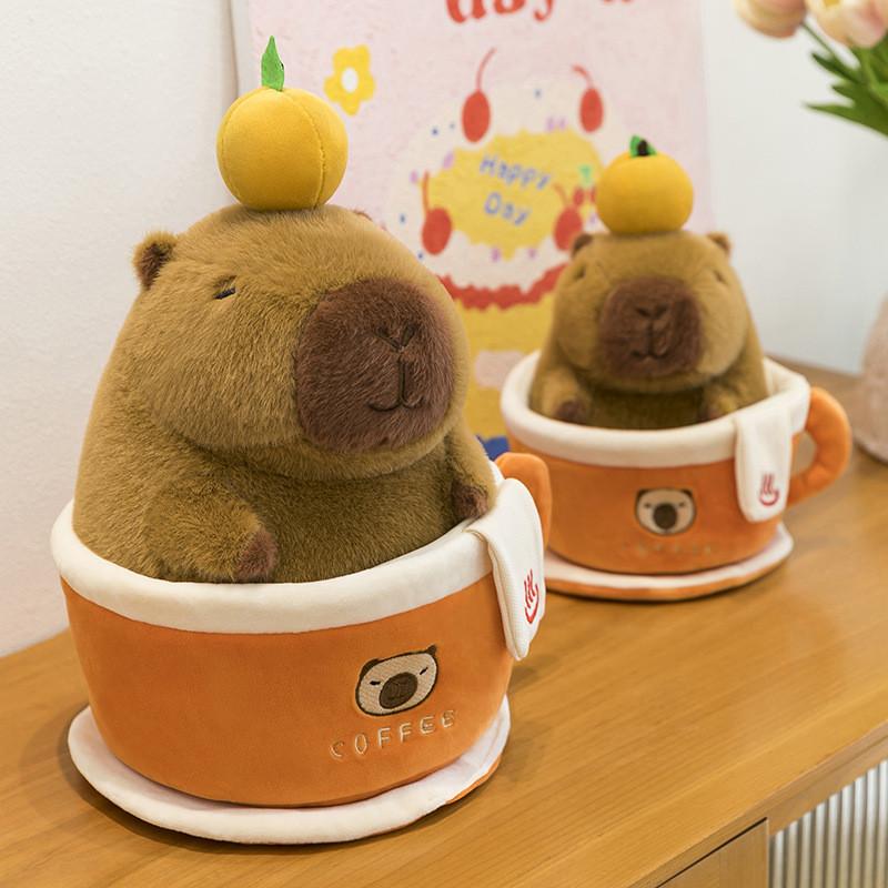Cup Capybara Coffee Plush Toy Animal Stuffed Doll Children Bedroom Gift Decor
