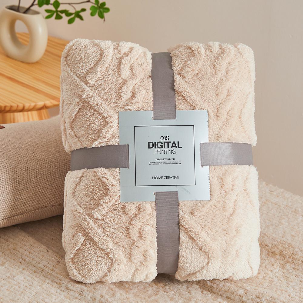 Velvet Coral Fleece Jacquard Blanket - Thickened and Soft Household Gift Blanket