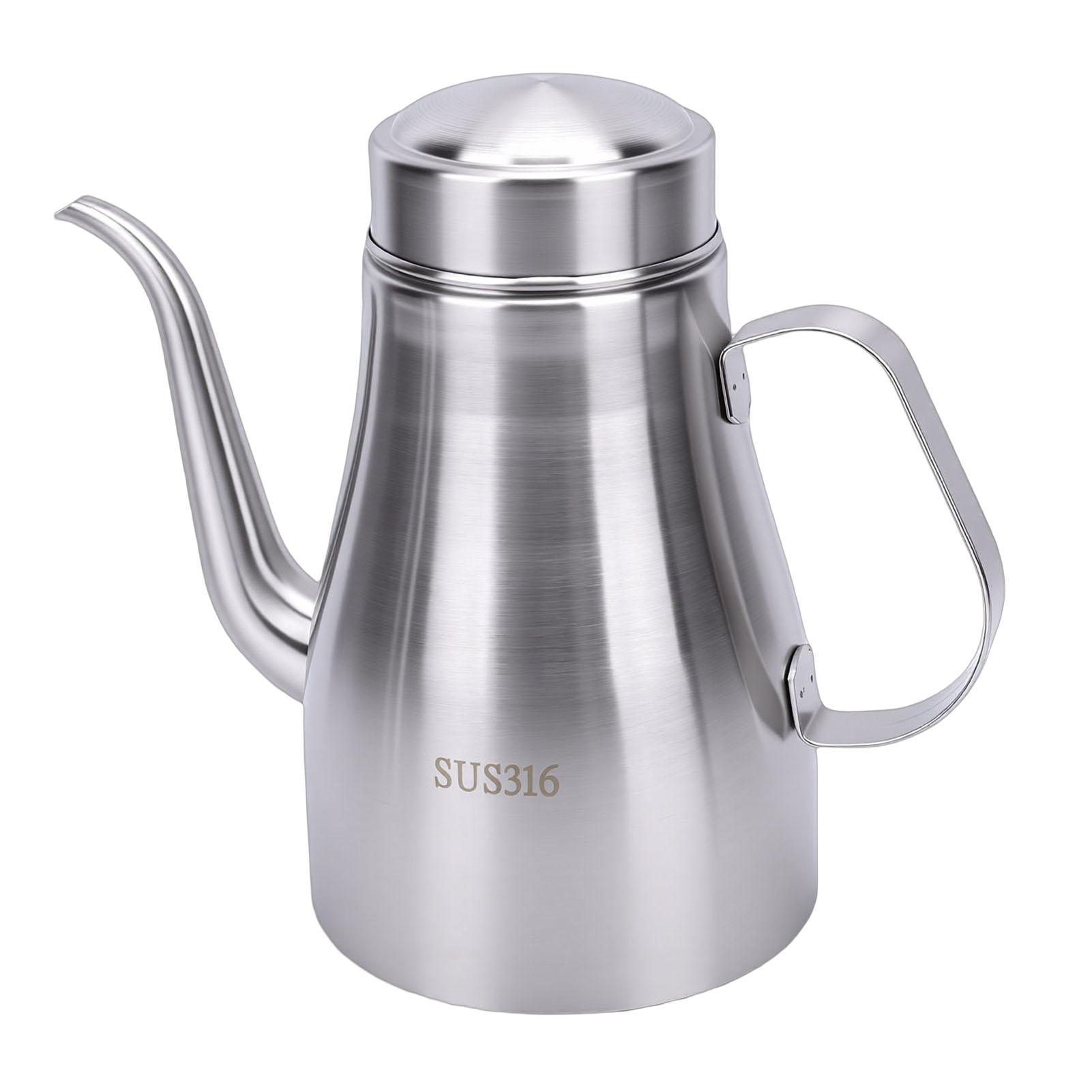 

Stainless Steel Oil Can with Lid Large Capacity Oil Storage Container Leakproof Oil Bottle Seasoning Dispenser for 48oz
