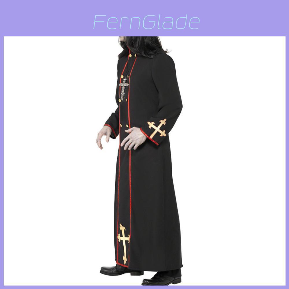 Spooky Black Halloween Priest Costume Robe For Men And Women Cosplay Theater Events