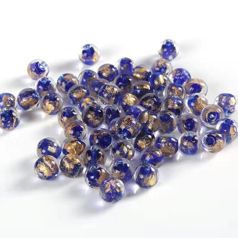 Beijing Gold Leaf Incense Ash Glazed Beads - Seven-Color Gold & Silver Loose Beads for DIY Jewelry