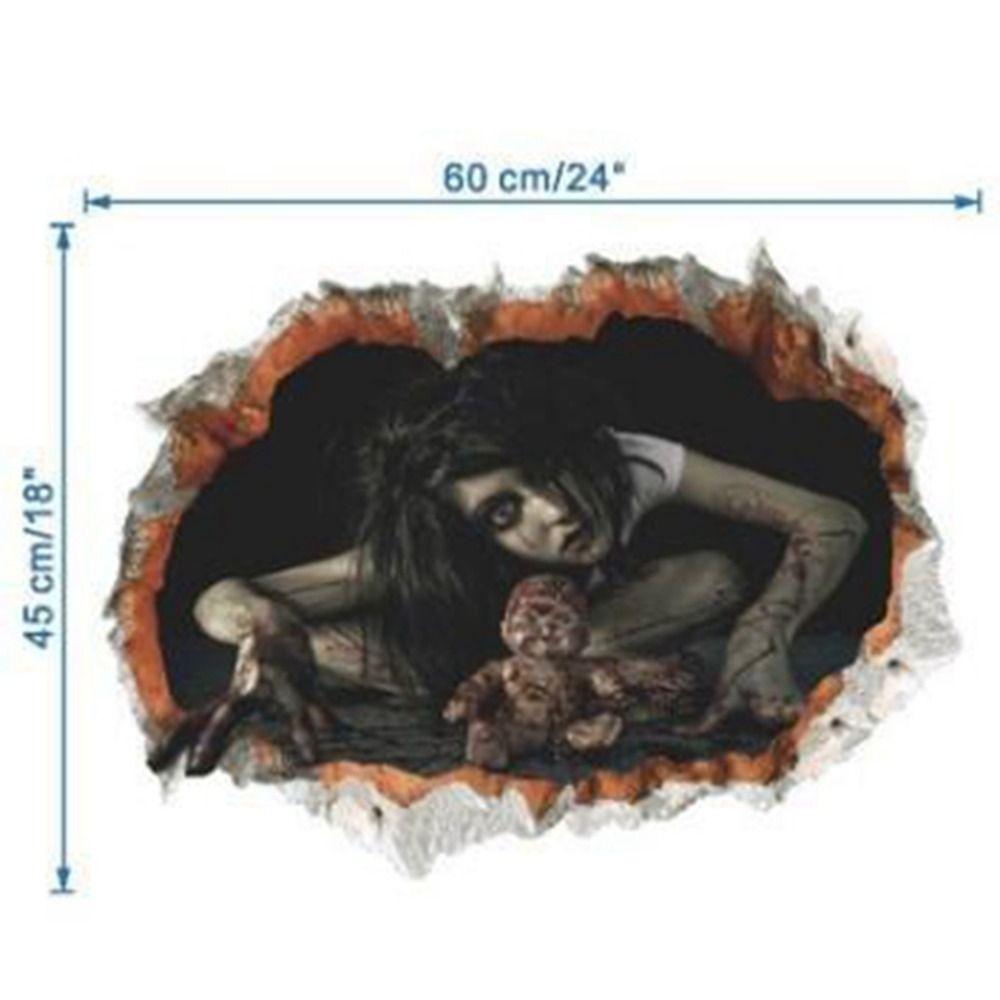 

Reusable 3D Female Ghost Stickers Waterproof Breaking Wall Ghost Decal Haunted House style 1