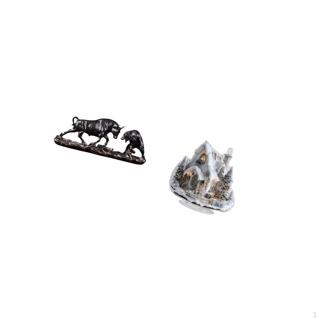 Modern Feng Shui Cow Cattle Animal Sculpture Acrylic Decorative Snow House Statue Winter Holiday