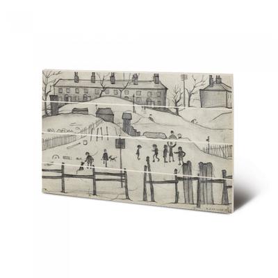 L.S.. Lowry Houses In Broughton 1937 Wood Small Plaque