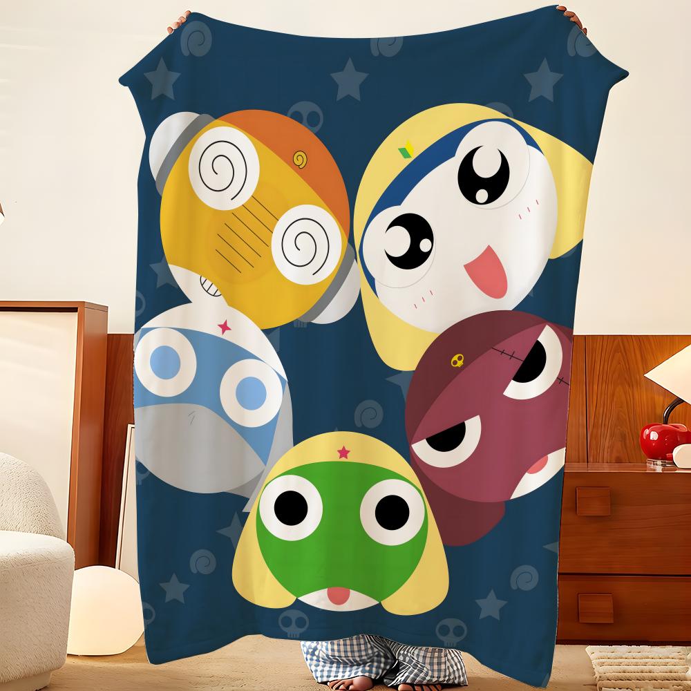 Anime K-Keroro G-Gunso Throw Flannel Throw Blanket, Lightweight Cozy, Durable Washable cute Cool