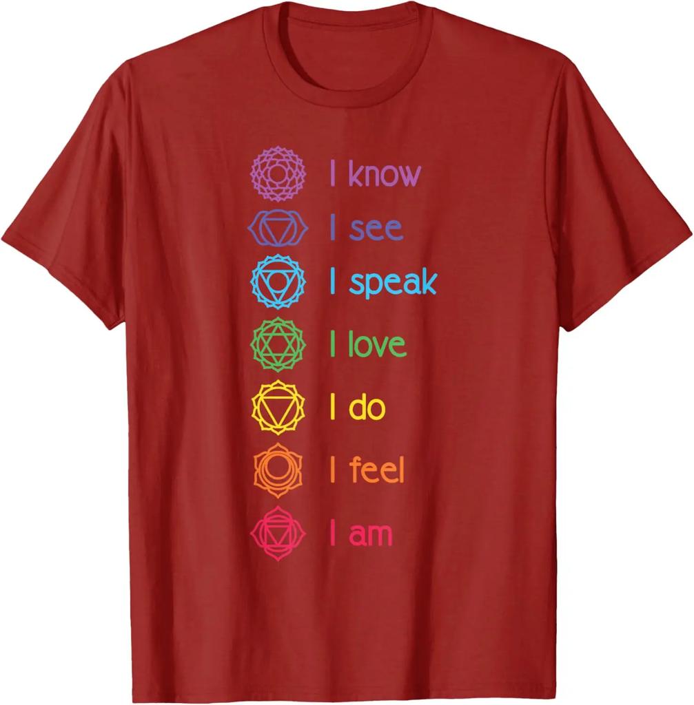 I Know I See Chakra Alignment Yoga Meditation Spiritual TShirt Men Women Unisex Clothes Camisetas Short Sleeve Tshirts