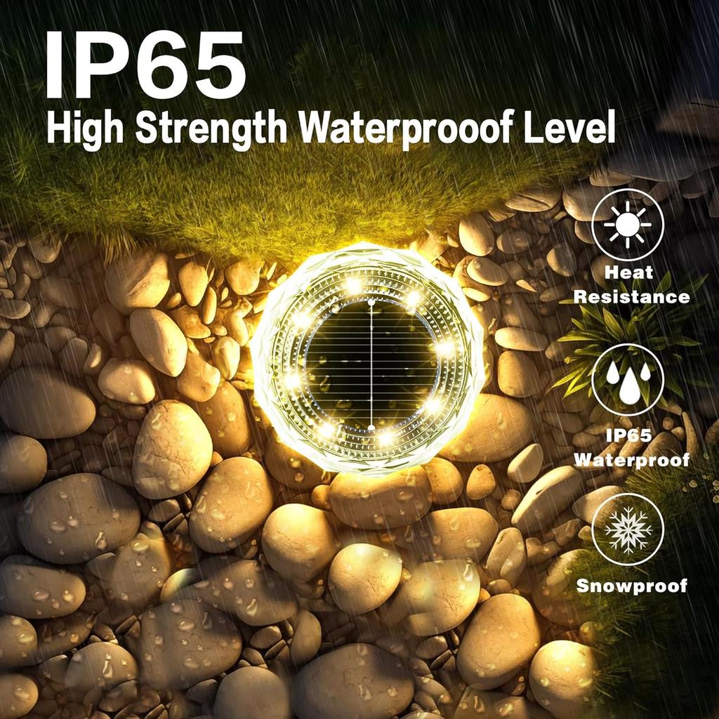 4/8/12PCS Solar Lights Outdoor Waterproof 8 LED Solar Ground Light Warm White Solar Buried Light for Patio Garden Lawn Driveway