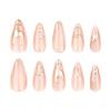 24pcs Simple New Product Nail Art Fake Nail Gold Paste 3D Wearable Nail Tablets Short Almond Heavy-wearable Nail Nail Patch
