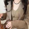 Spotted Tiger Eye Stone Mushroom Brown Heart Star Cross Flower Pendant Long Clavicle Chain Necklace Women Exquisite Accessories