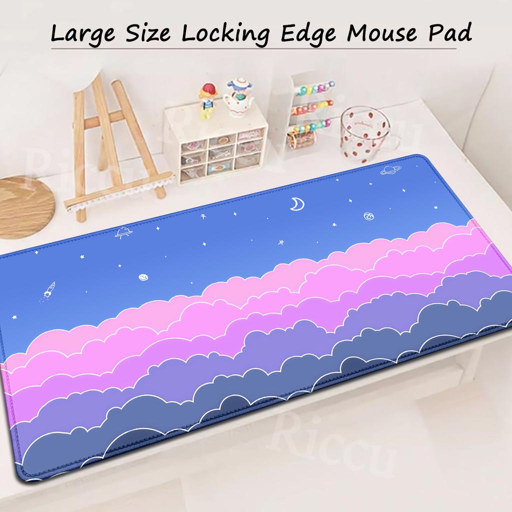 Large Size Pink Mousepad xcm Pastel Clouds Deskmat XXL Kawaii Nonslip Mouse Pad Cute Mice Rugs Extended Gaming Keyboard Mat