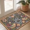 Welcome Door Mat with Symmetrical Flower and Bird Design Floor Mat Lightweight Home Bedroom Kitchen Corridor Hall Decorative Mat