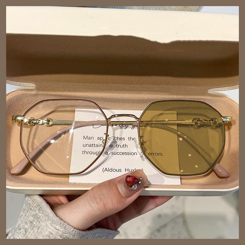 Outdoor Photochromic Near Sight Sunglasses Fashion Polygonal Computer Myopia Eyeglasses Color Changing Shortsighted Eyewear