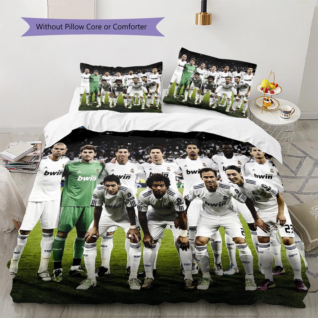 Madrid players Pattern Bedding Home Decoration Birthday Gift (1 * duvet cover + 2 * pillowcase, without core)